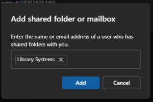 Outlook 365 identifies mailbox